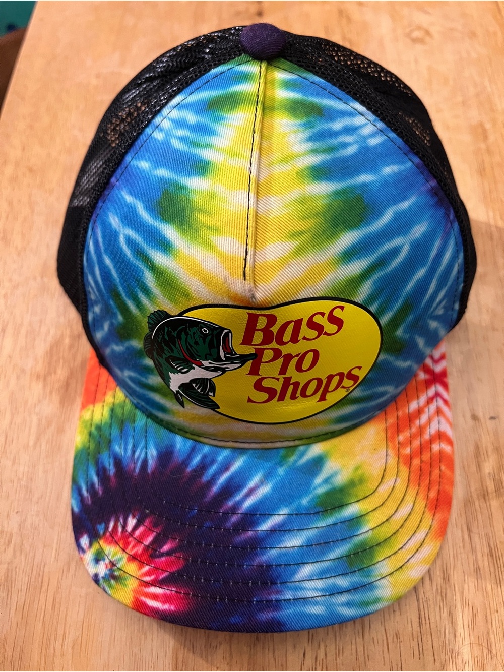 Bass Pro Shops Tie-Dye Trucker Hat - Blue, Yellow, Green, Red, Purple